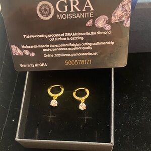 Moissanite Small Gold Hoop Diamond Earrings